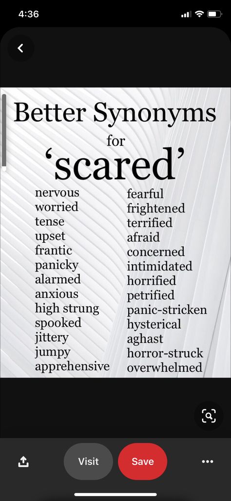 Other Words For Scared, Other Words For Scream, Words For Scared, Synonyms For Scared, Words To Replace Said, Middle School Math Notes, Other Words For Said, Synonyms For Awesome, Writing Inspiration Tips