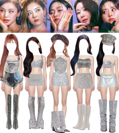 Kpop Glitter Outfit, Christmas Concert Outfit, Kpop Christmas, Silver Crop Top, Sparkly Boots, Glitter Outfit, Kpop Fits, Outfit Kpop, Kpop Concert Outfit