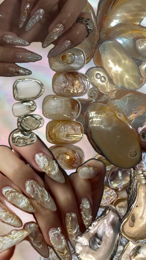 Mood board for mother of pearl nails Mother Of Pearl Nails, Pearl Nails, Mother Of Pearl, Mood Board, Nails, Beauty