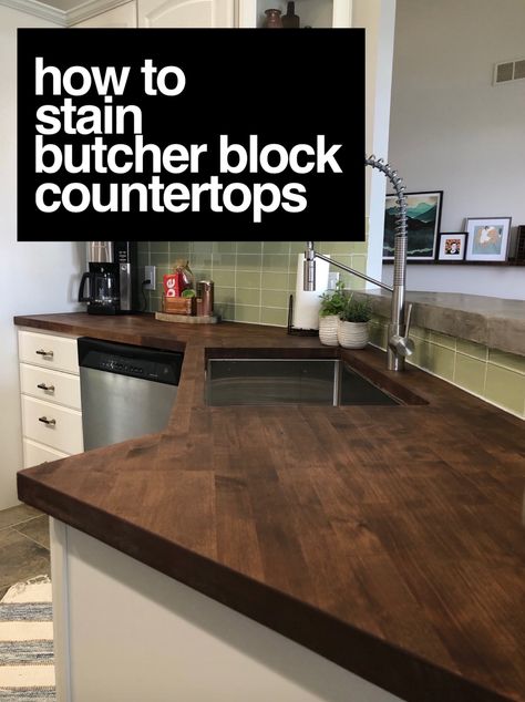 Ebony Stained Butcher Block Countertops, Rv Butcher Block Countertops, Walnut Stained Butcher Block Countertops, Painting Butcher Block Countertops, Caring For Butcher Block Countertops, How To Stain Butcher Block, Dark Stain Butcher Block Countertops, Stain For Butcher Block Countertops, Ebony Butcher Block Countertops