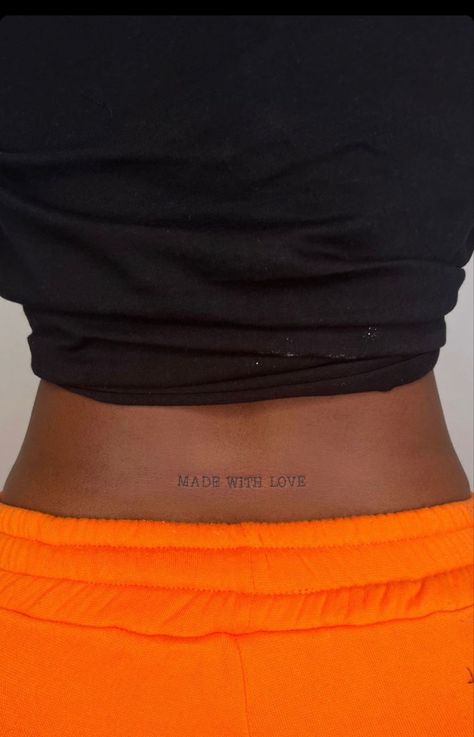 Back
Small font
Cute
Black ink
Tattoo 
Black girl Cute Shoulder Tattoos, Back Tattoo Women Spine, Waist Tattoos, Cute Hand Tattoos, Black Girls With Tattoos, Petite Tattoos, Spine Tattoos For Women, Back Of Shoulder Tattoo, Tattoos For Black Skin