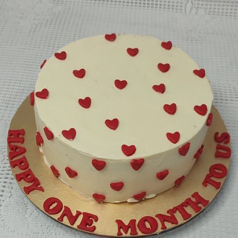 Celebrate your first month anniversary with a sweet treat that will show your love! Our custom buttercream cake is the perfect way to mark this special occasion. Made with only the freshest ingredients and hand-decorated with delicate hand made fondant hearts and a romantic message, this cake is sure to delight your sweetheart. Order yours today and let us help you make your first month anniversary truly memorable. #firstmonthanniversary #anniversarycake #heartshapedcake #buttercreamcake #cake First Month Anniversary Cake, Happy First Month Anniversary, 1 Month Anniversary Cake, One Month Anniversary Cake, 6 Months Anniversary Cake, 6 Month Anniversary Cake, One Month Anniversary Boyfriend, First Month Anniversary, Happy One Month Anniversary