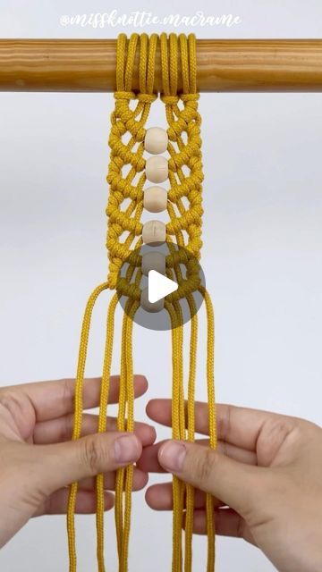 Nghi Ho | Macrame Content Creator/ Author on Instagram: "🌼New pattern for macrame beginners 🤩 You can definitely add beads with letter to make a personalized keychain.  🌼For this pattern, I used 3mm braided cord with 2m (2.2yd) each cord and 6 wooden beads with 15mm in diameter.  🌼Drop a comment let me know if you like it😊 Save this tutorial now for later projects !!!!  #fiberartist #fiberfeature #dreamcatcherdiy #macramelove #fiberarts #bohemianliving  #macramepattern #macramemovement  #macramé #macramedecor #handmadedecor #macramewallhanging #modernmacrame #macrameart #macramecommunity #macramemakers #macrameplanthanger #macramekeychain #macramebags #macramemakers #macrameplanters #macrameeveryday #macrametutorial #missknottiemacrame" How To Add Cord To Macrame, 3mm Macrame Cord Projects, Macrame Letters, Macrame Beginners, Tutorial Macramé, Dream Catcher Diy, Bohemian Living, Modern Macrame, Macrame Decor