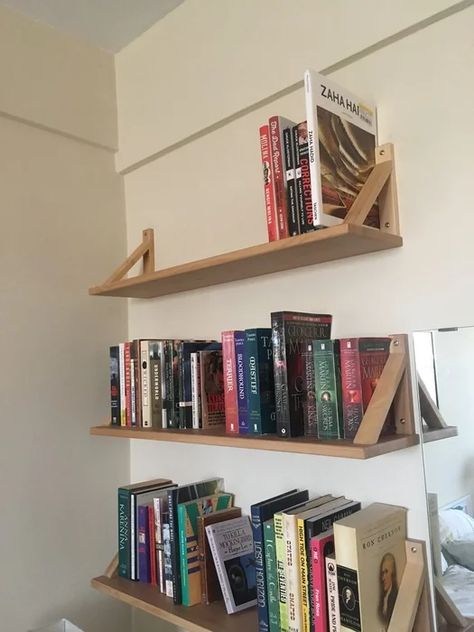 IKEA EKBY Shelf Hack: 8 Steps (with Pictures) Book Shelves For Wall, Ikea Wall Shelves Bedroom, Diy Book Shelf On Wall, Ideas Para Repisas, Bookshelves On Wall, Books Organization Ideas, Ekby Shelf, Book Wall Shelves, Wall Book Shelf Ideas