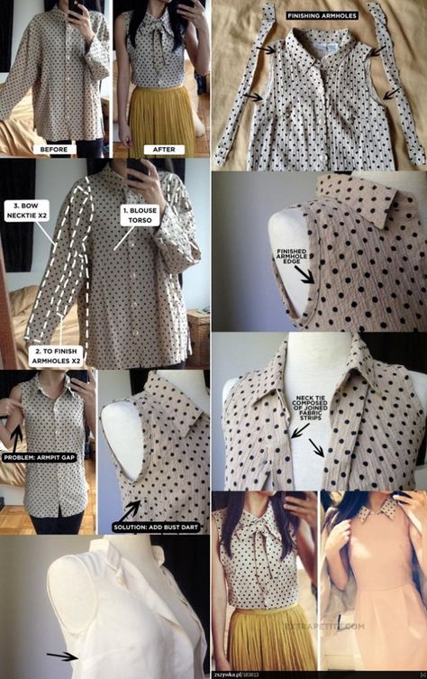 Umgestaltete Shirts, Blue Checkered Shirt, Remake Clothes, Diy Clothes Refashion, Diy Clothes Videos, Diy Vetement, Cute Aprons, Shirt Refashion, Old Shirts