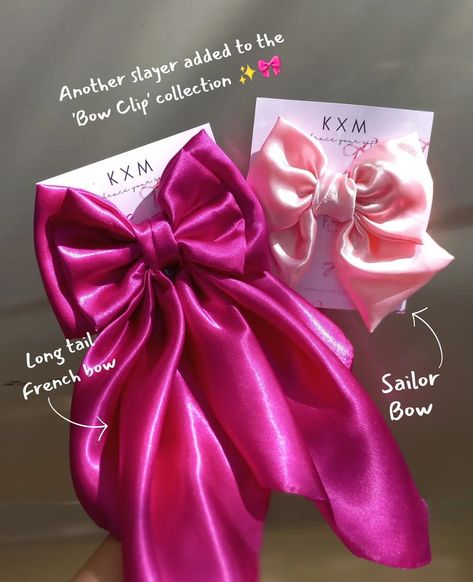 Say Hi 👋 to our new member 'Long Tail French-Bow 🎀' - Launching soon! Preorders are open! ✨️🫶🏻 Introductory Prices 💰: ♡ Sailor Bow: PKR 185/- ♡ Long Tail French-Bow: PKR 380/- DM to place your order ♡ COD | Online Payment both available 🇵🇰 ♡ ♡ ♡ #bowclips #bowspakistan #hairaccessories #hairaccessoriespakistan #silkhairbow #silkbow #longtailbow #sailorbow #explore Bow Clips - Silk hair clips - Hair accessories Bow Business, Homemade Business, Sailor Bow, Bonnet Cap, Launching Soon, Silk Hair, Place Your Order, Long Tail, Bow Clips