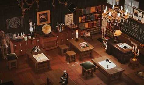 Dark Academia Kitchen, Dark Academia House, Academia House, Dark Academia School, Bear Island, Acnh Cottagecore, Island Theme, Acnh Ideas, New Animal Crossing