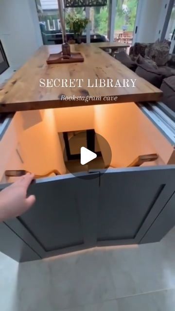 17M views · 2.8M likes | Reader's ☁️ 9 on Instagram: "If you also want to go live in that basement then we are best friends 🥹 . 🎥 Before you start screaming: the secret room passage is real but I generated the photos of the secret library myself with Photoshop and AI.  . 🎞️ I added them at the end of the reel as a sequence remix. . I would really love to know what the owners have in that secret basement!! . Happy Monday, Readers!!  . 📖☁️ 9 . . #bookstagram #hiddenroom #secretlibrary #secretroom #secretrooms #booklovers" Hidden Basement Door In Floor, Secret Hiding Spots In House, Secret Basement Door, Secret Floor Door, Hidden Stairs To Basement, Secret Spaces In Home, How To Make A Secret Room, Hidden Rooms Secret Passage, Secret Passageways In Houses