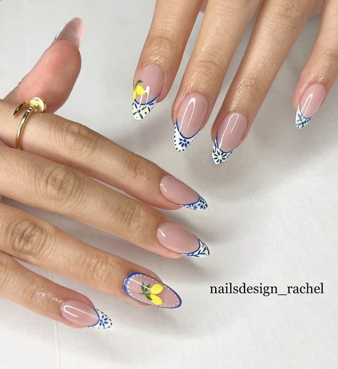 Mediterranean Nails Designs, Mediterranean Tile Nails, Mediterranean Nail Designs, Amalfi Coast Nails, Italy Inspired Nails, Spanish Tile Nails, Mediterranean Nails, Europe Nails, Italy Nails