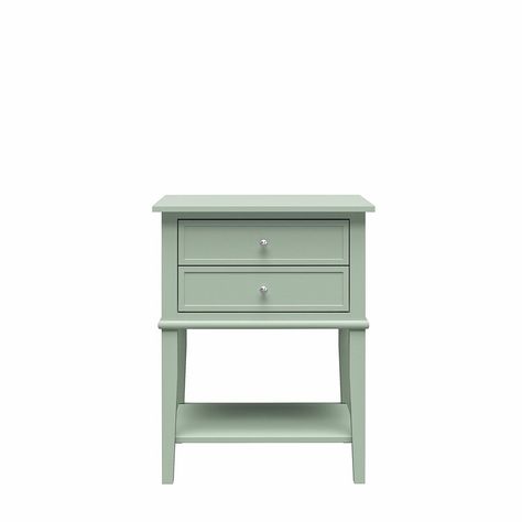 Beachcrest Home Dmitry 28.25'' Tall 2 - Drawer End Table & Reviews | Wayfair Green Accent Table, End Tables With Storage, Green Rooms, Low Shelves, Open Shelf, Beachcrest Home, Essential Items, Green Accents, Menu Furniture