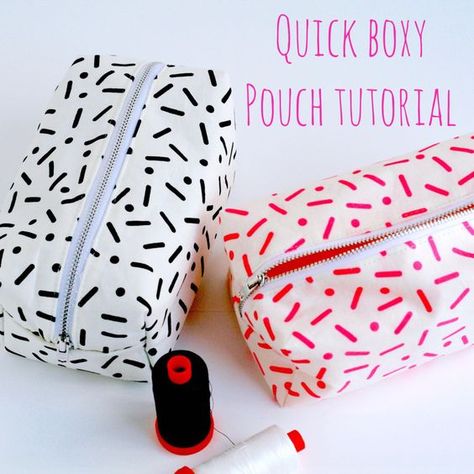 Boxy Pouch, Zipper Pouch Tutorial, Pouch Sewing, Pouch Tutorial, Beginner Sewing, Beginner Sewing Projects Easy, Pouch Pattern, Bags Tutorial, Sewing Projects For Beginners