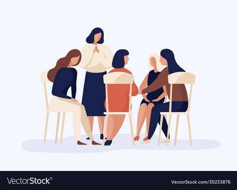 Cartoon Female, Boys Town, Sitting Together, Illustration Woman, Womens Group, Circle Drawing, Group Therapy, People Sitting, People Talk