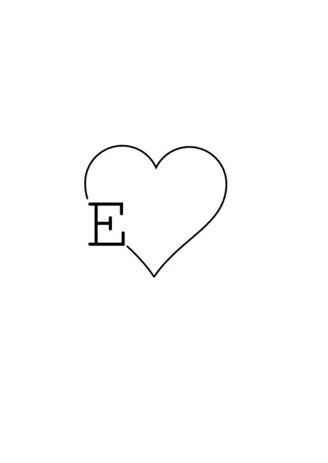 E With A Heart Tattoo, Heart With E Tattoo, Letter E Tattoo Design, First Love Tattoo Ideas, E Tattoo Letter Heart, L Heart Tattoo, Letter E Tattoo Ideas, E Initial Tattoo, E Tattoo Letter