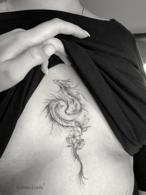 DRAGON TATTOO HAKU with flowers chest tattoo Dragon Tattoo White Ink, Dragon Chest Tattoo Female, Dragon Chest Tattoo, Small Dragon Tattoos, Chinese Dragon Tattoos, Dragon Tattoo For Women, Underboob Tattoo, Cute Tattoos For Women, Chest Piece