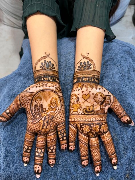 Personalised mehendi for an engagement bride portraying a long distance relationship. Mehendi For Engagement Brides, Bridal Mehendi Designs Wedding, Engagement Mehendi, Long Distance Relationships, Mehndi Designs Bridal Hands, Engagement Bride, Engagement Mehndi Designs, Distance Relationships, Bridal Mehendi Designs