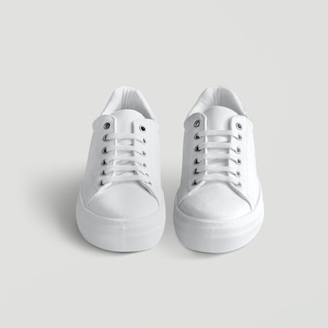 White canvas sneakers mockup psd | premium image by rawpixel.com / Felix Sneakers Front View, White Canvas Sneakers, Apparel Mockup, Canvas Mockup, Athletic Shoe, Clothing Mockup, Front View, Mockup Psd, Canvas Sneakers