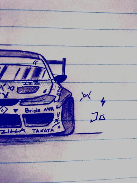 Jdm Drawing Easy, Car Front View Drawing, Simple Car Drawing, Birthday Drawings, Car Drawing Easy, Cars Sketch, So Relatable, Motorcycle Drawing, Graffiti Doodles