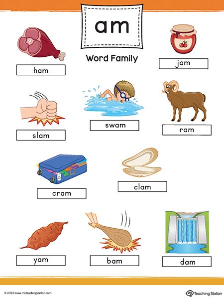 AM Word Family Image Poster Printable PDF Worksheet.Topics: Word Families, and Reading. Am Words, At Word Family, Word Wallpaper, Word Family Reading, Word Families Printables, Word Family List, Spelling Cvc Words, Kindergarten Word Families, Ccvc Words