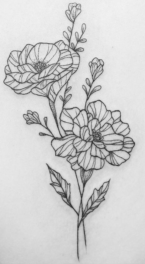 Marigold Drawing Tattoo Ideas, Poppy Marigold Tattoo, Marigold Hip Tattoo, Desert Marigold Tattoo, Marigold Tattoos For Women, Marigold Arm Tattoo, Mari Gold Flower Tattoo, Poppy And Marigold Tattoo, Poppy And Marigold Flower Tattoo