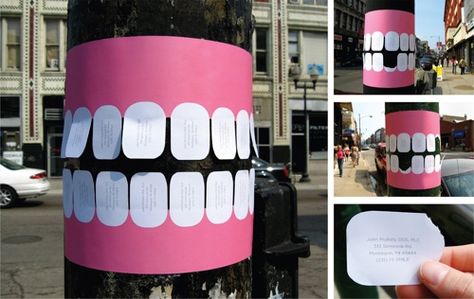 Dentist Telephone Pole Flyer With Tear-Off Teeth Dentist Advertising, Guerilla Marketing Examples, Guerrilla Marketing, Remedies For Tooth Ache, Dental Fun, Dental Marketing, Restorative Dentistry, Publicidad Creativa, Dentist Office