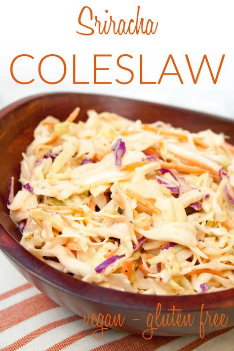 Sriracha Coleslaw, Coleslaw Sauce, Spicy Coleslaw, Vegan Coleslaw, Low Carb Crock Pot Recipes, Bbq Sandwich, Homemade Coleslaw, Creamy Coleslaw, Vegan Lunch Recipes