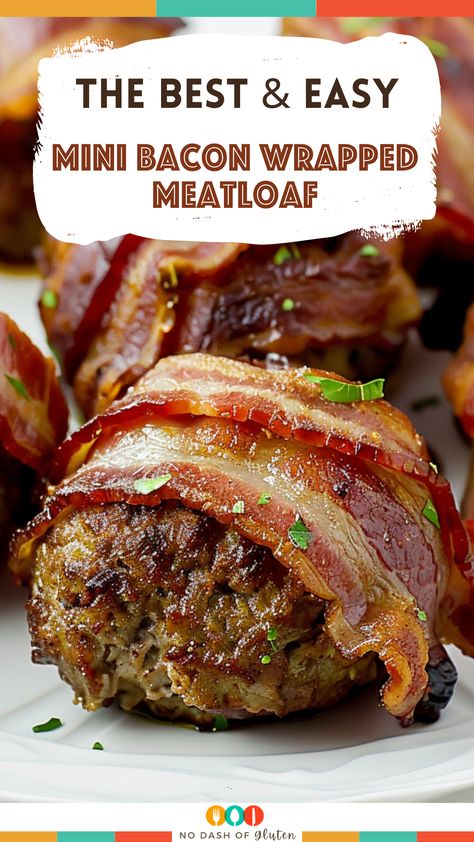 Mini Bacon Wrapped Meatloaf Mini Bacon Wrapped Meatloaf, Bacon Wrapped Mini Meatloaf, Beef And Pork Meatloaf Recipes, Bacon Wrapped Meatloaf Recipes, Bacon Meatloaf Recipes, Meatloaf Bites, Bacon Wrapped Meatballs, Mini Meatloaf Recipes, Bacon Meatloaf