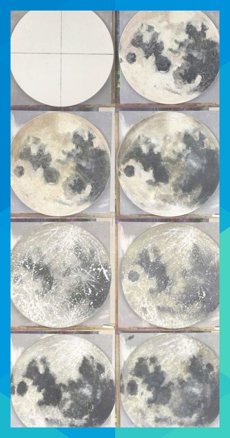 #zionbrakus916 Artsy Wall Painting Ideas, Diy Wall Art Acrylic Paint, Full Moon Acrylic Painting, Interesting Crafts Ideas, Round Canvas Moon Painting, Full Moon Painting Acrylic Easy, Moon Paintings Aesthetic, Moon Cycle Painting, Diy Paint Wall Art