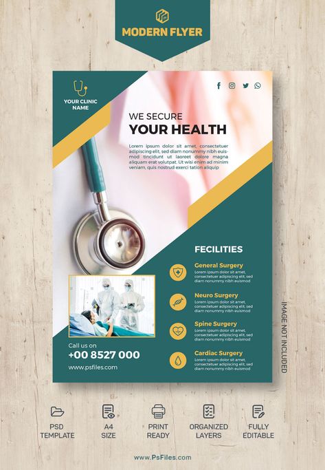 Hospital Advertising Design, Hospital Flyer Design, Medical Poster Design Ideas, Clinic Poster Design, Hospital Poster Design, Medical Poster Design, Clinic Poster, Health Flyer, Healthcare Ads