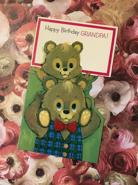 EXTREMELY RARE Circa 1950s Vintage 'Happy Birthday Grandpa!' Card - Cute Bear Design - Collectable - Made In Great Britain by Valentines by WatsonsVintageFinds on Etsy Grandpa Bday Card, Happy Birthday Grandpa Card, Grandpa Birthday Card, Grandpa Card, Happy Birthday Grandpa, Father Birthday Cards, Vintage Envelope, Nana Birthday, Happy Birthday Vintage