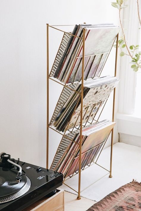 Vinyl Record Rack, Store Vinyl Records, Record Rack, Farmhouse Side Table, Deco Studio, Cute Dorm Rooms, Vinyl Record Storage, Vinyl Storage, Record Storage