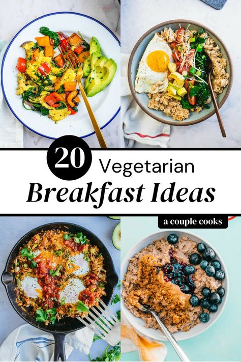 Vegetarian Breakfast Ideas, Vegetarian Breakfasts, Meatless Breakfast, Healthy Vegetarian Breakfast, Menu Sarapan Sehat, A Couple Cooks, Breakfast Recipies, Veggie Breakfast, Meatless Recipes