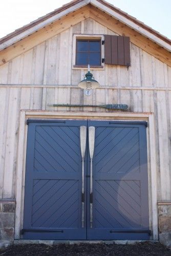 Boat House doors Barndoor Hardware, Boat Shed, Shed Doors, Boat House, Beach Shack, Hus Inspiration, Lake Cabins, House Doors, Door Color