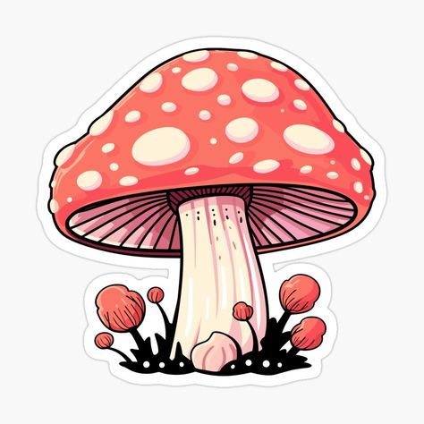 Get my art printed on awesome products. Support me at Redbubble #RBandME: https://www.redbubble.com/i/sticker/Pink-Mushroom-Whimsical-Woodland-Delight-by-lastgirlscout/149050448.EJUG5?asc=u Mushroom Whimsical, Mushroom Stickers, Food Art Photography, Mushroom Drawing, Pink Mushroom, Whimsical Woodland, Cute Doodle Art, Cool Stickers, Diy Stickers