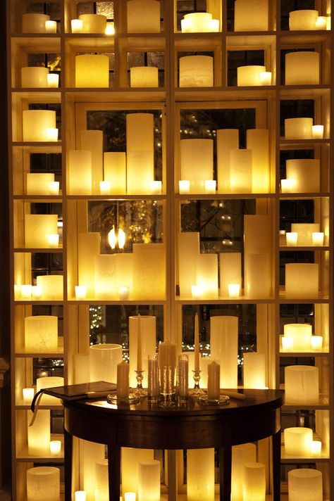 Illuminate a space with the great glow of LED Flameless candles ~ WOW! a wall of candle lights! Candle Lit Ceremony, Ceremony Candles, Racquet Club, Ambiance Lighting, New Years Eve Weddings, Candle Glow, Candle Aesthetic, Light My Fire, Altar Decorations