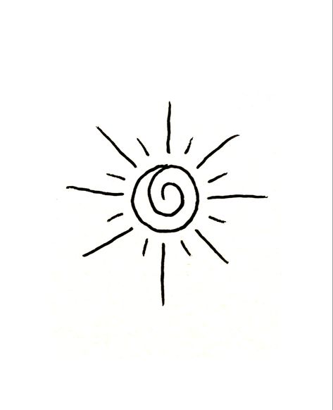 Simple Cute Designs To Draw, Spiritual Easy Drawing, Cartoon Sun Tattoo, Smiley Sun Tattoo, Sun Sketch Simple, Simple Line Tattoo Minimalist, Sun Simple Drawing, Easy Sun Drawing, Nature Doodles Simple