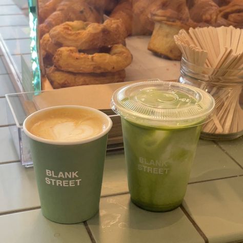 Blank street coffee iced matcha latte and cappuccino in london Blank Street, Matcha Cafe, Coffee Trailer, Street Coffee, Iced Matcha Latte, Iced Matcha, Iced Latte, Aesthetic Coffee, Food Is Fuel