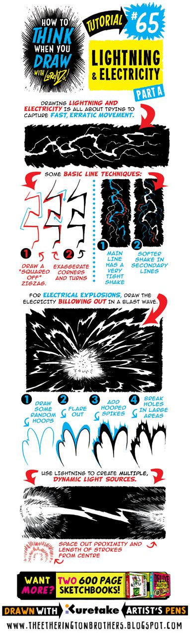 How To Draw Lightning Digital, Electricity Drawing Reference, Lightning Drawing Reference, How To Draw Electricity, Drawing Electricity, Draw Lightning, How To Draw Lightning, Lightning Drawing, Etherington Brothers