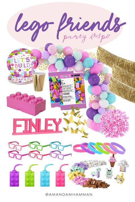 Sharing some ideas for a Lego Friends birthday party! #legos #legofriends #birthdayparty Lego Birthday Party Girl, Lego And Friends Birthday Party, Lego Themed Birthday Party Girl, Girl Lego Birthday Party, Lego Friends Birthday Party Ideas, Girly Lego Birthday Party, Lego Friends Party Ideas, 8th Birthday Party Girl, Lego Girls Birthday Party