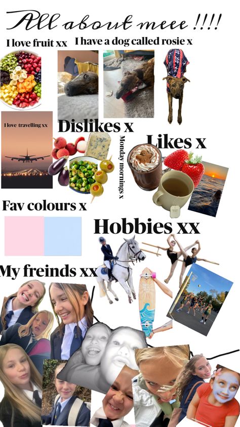 Things I dislike, like , my hobbies ,my fav colour ,my friends , my pets xx Things I Dislike, My Hobbies, All About Me!, All About Me, Room Inspo, About Me, Hobbies, Dogs