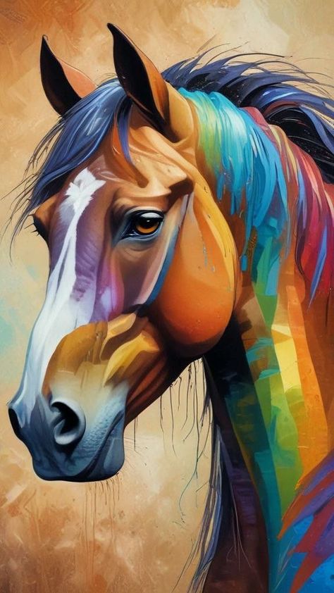 Horse Painting Ideas, Colorful Horse Painting, Rare Albino Animals, Colorful Animal Paintings, Horse Canvas Painting, Horse Art Drawing, Abstract Horse Painting, Albino Animals, Abstract Horse