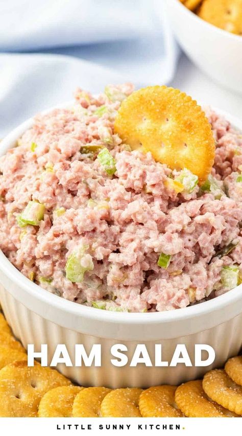 This simple ham salad recipe will be the only one you’ll need to use up that leftover ham. Just 5 ingredients all you need to make this classic sandwich spread. Ham Spread Recipe, Best Ham Salad, Ham Salad Recipe, Ham Salad Sandwich, Sandwich Spread Recipes, Ham Salad Recipes, Ham Dishes, Little Sunny Kitchen, Sunny Kitchen