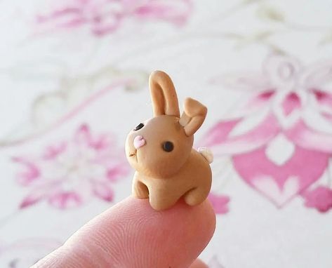 #clay #handmade #ceramics #pottery #art #clayart #sculpture #ceramic #polymerclay #ceramicart #DIY Polymer Clay Bunnies, Bunny Clay Charm, Cute Clay Bunny, Easter Clay Crafts, Air Dry Clay Figurine, Easter Clay Ideas, Air Dry Clay Bunny, Tiny Clay Things, Air Dry Clay Animals