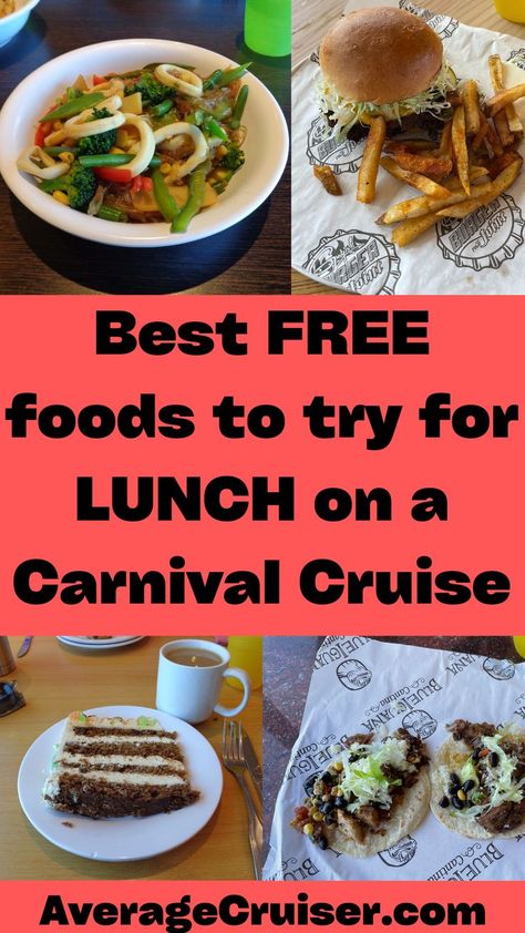 Carnival has some really great FREE choices for lunch. Check out your options so you know where to go on your first day on your Carnival Cruise! Carnival Cruise Magic, Carnival Sunshine Ship, Carnival Cruise Recipes, Carnival Elation Cruise, Carnival Valor Cruise, Carnival Cruise Food, Carnival Vista Cruise, Carnival Elation, Carnival Cruise Tips