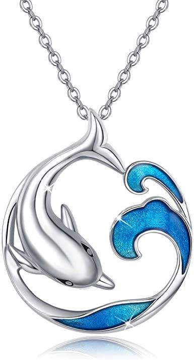 Jumping Dolphin, Dolphin Pendant, Dolphin Gifts, Wave Pendant, Wave Jewelry, Cute Whale, Dolphin Jewelry, Whale Necklace, Dolphin Necklace