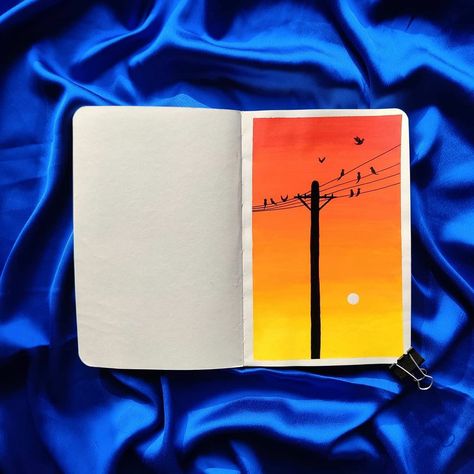 Sunset Electric Pole Painting, Powerline Painting, Pole Painting, Electric Pole, Ballet Painting, Simple Painting, Colour Painting, Galaxy Painting, Art Things