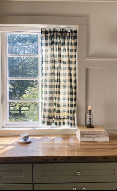 Kitchen Curtain, Valance Window Treatments, Curtain Valance, Valances, Boho Home, Plaid Design, Little Houses, Little House, House Inspo