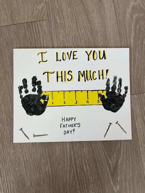 Kids Crafts Fathers Day, Father’s Day Art Ideas For Toddlers, Fathers Day Crafts For Kids Handprints, Nicu Fathers Day Craft, Preschool Dads Day Crafts, Dads Birthday Craft, Construction Handprint Art, Mothers Day Gifts Preschool Crafts, Crafts For Father's Day For Toddlers