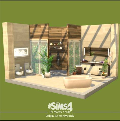 Sims 4 Outdoor Bathroom, Sims 4 Spa Bathroom, Sims 4 Basegame Bathroom, Sims 4 Spa Interior, The Sims 4 Spa Ideas, Sims 4 Master Bath, Sims 4 No Cc Bathroom, Sims Spa Ideas, Sims 4 Big Bathroom Ideas