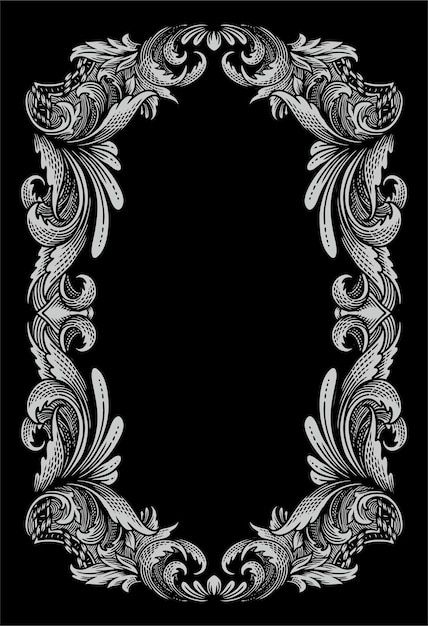 A black and white border with silver lea... | Premium Vector #Freepik #vector #design #mirror #frame #ornate Background Frames Border, Mirror Tattoo Design, Black Border Design, Tattoo Frame, Logo Barber, Vip Design, Mirror Tattoos, Black And White Border, Vintage Paper Printable