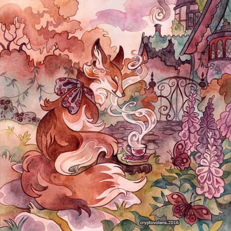 Series Painting, Fox Illustration, English Breakfast, Mythical Creatures Art, Fox Art, I Got It, Creature Art, Pretty Art, Asian Art